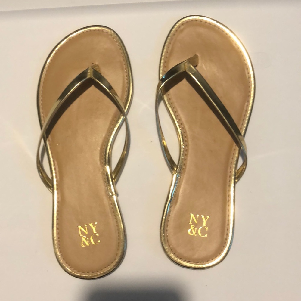 Gold flip flops